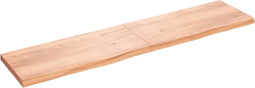 vidaXL - Wandschap - 220x50x(2-6)cm - behandeld - massief - eikenhout - lichtbruin