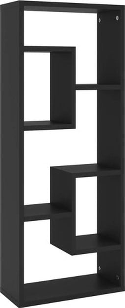 vidaXL - Wandschap - 36x16x90 - cm - bewerkt - hout - zwart