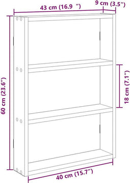 vidaXL - Wandschap - 43x9x60 - cm - bewerkt - hout - bruin - eikenkleurig