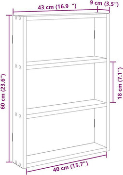 vidaXL - Wandschap - 43x9x60 - cm - bewerkt - hout - wit