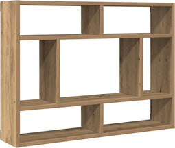 vidaXL - Wandschap - 75x16x55 - cm - bewerkt - hout - artisanaal - eikenkleur