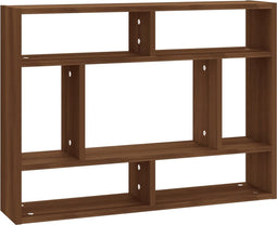 vidaXL - Wandschap - 75x16x55 - cm - bewerkt - hout - bruin - eikenkleur