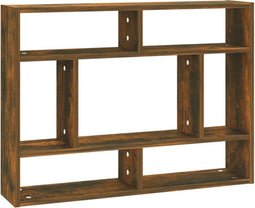vidaXL - Wandschap - 75x16x55 - cm - bewerkt - hout - gerookt - eikenkleurig