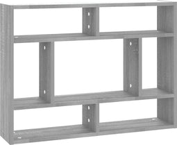 vidaXL - Wandschap - 75x16x55 - cm - bewerkt - hout - grijs - sonoma - eikenkleurig