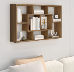 vidaXL - Wandschap - 85x16x52,5 - cm - bewerkt - hout - bruin - eikenkleur