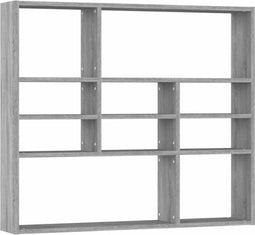 vidaXL - Wandschap - 90x16x78 - cm - bewerkt - hout - grijs - sonoma - eikenkleurig