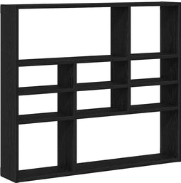 vidaXL - Wandschap - 90x16x78 - cm - bewerkt - hout - zwart - eikenkleur