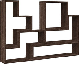 vidaXL - Wandschap - 96x12x64 - cm - bewerkt - hout - bruin - eikenkleurig