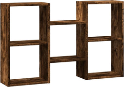 vidaXL - Wandschap - 96x18x60 - cm - bewerkt - hout - gerookt - eikenkleurig