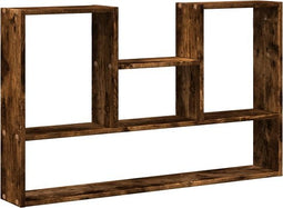 vidaXL - Wandschap - 99x15x60 - cm - bewerkt - hout - gerookt - eikenkleurig
