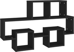 vidaXL - Wandschap - auto-vormig - 82x15x51 - cm - bewerkt - hout - zwart