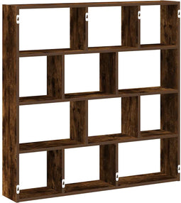 vidaXL - Wandschap - kubus - 12 - vakken - bewerkt - hout - gerookt - eikenkleurig