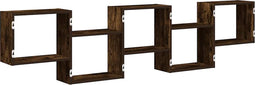 vidaXL - Wandschap - kubus - 5 - vakken - bewerkt - hout - gerookt - eikenkleurig