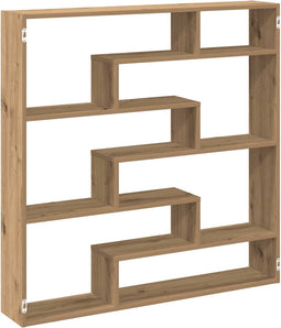 vidaXL - Wandschap - kubus - 7 - vakken - bewerkt - hout - artisanaal - eikenkleurig