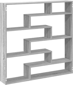 vidaXL - Wandschap - kubus - 7 - vakken - bewerkt - hout - grijs - sonoma - eikenkleurig