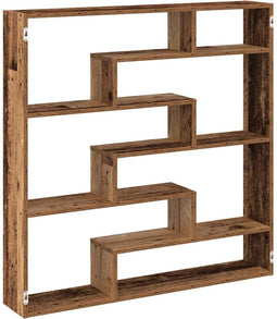 vidaXL - Wandschap - kubus - 7 - vakken - bewerkt - hout - oud - houtkleurig