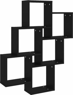 vidaXL - Wandschap - kubus - 78x15x93 - cm - bewerkt - hout - zwart