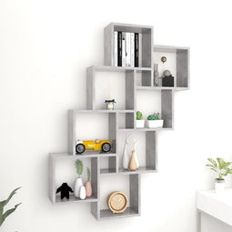 vidaXL - Wandschap - kubus - 90x15x119 - cm - bewerkt - hout - betongrijs
