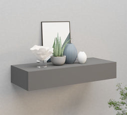 vidaXL - Wandschap - met - lade - 60x23,5x10 - cm - MDF - grijs