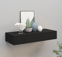 vidaXL - Wandschap - met - lade - 60x23,5x10 - cm - MDF - zwart