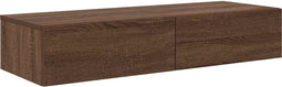 vidaXL - Wandschap - met - lades - 100x36x19cm - bewerkt - hout - bruin - eikenkleurig