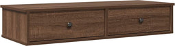 vidaXL - Wandschap - met - lades - 100x37,5x19 - cm - bewerkt - hout - bruin - eiken