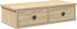vidaXL - Wandschap - met - lades - 60x25x15 - cm - bewerkt - hout - sonoma - eikenkleur