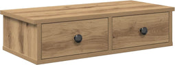 vidaXL - Wandschap - met - lades - 60x25x15 - cm - bewerkt - hout - artisanaal - eiken