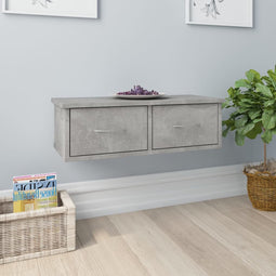vidaXL - Wandschap - met - lades - 60x26x18,5 - cm - bewerkt - hout - betongrijs