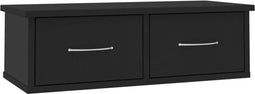 vidaXL - Wandschap - met - lades - 60x26x18,5 - cm - bewerkt - hout - zwart