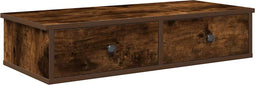 vidaXL - Wandschap - met - lades - 80x31x17 - cm - bewerkt - hout - gerookt - eikenkleur