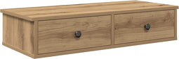 vidaXL - Wandschap - met - lades - 80x31x17 - cm - bewerkt - hout - artisanaal - eiken