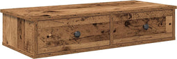 vidaXL - Wandschap - met - lades - 80x31x17 - cm - bewerkt - hout - oud - houtkleurig