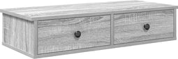 vidaXL - Wandschap - met - lades - 80x31x17 - cm - bewerkt - hout - grijs - sonoma - eiken