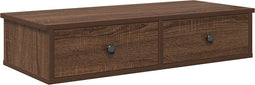 vidaXL - Wandschap - met - lades - 80x31x17 - cm - bewerkt - hout - bruin - eikenkleurig