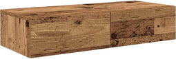 vidaXL - Wandschap - met - lades - 80x33x17 - cm - bewerkt - hout - oud - houtkleurig