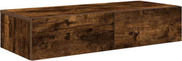 vidaXL - Wandschap - met - lades - 80x33x17 - cm - bewerkt - hout - gerookt - eikenkleur