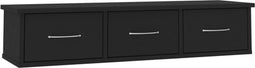 vidaXL - Wandschap - met - lades - 88x26x18,5 - cm - bewerkt - hout - zwart