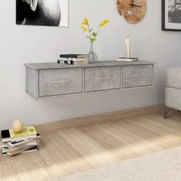 vidaXL - Wandschap - met - lades - 88x26x18,5 - cm - spaanplaat - betongrijs