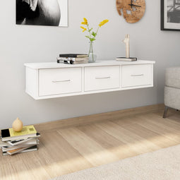 vidaXL - Wandschap - met - lades - 88x26x18,5 - cm - spaanplaat - wit