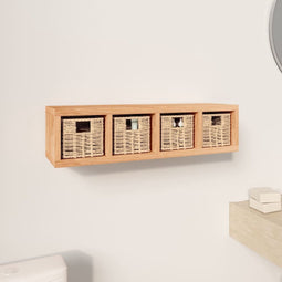 vidaXL - Wandschap - met - manden - 62x18x16 - cm - massief - walnotenhout