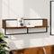 vidaXL - Wandschap - met - stang - 100x25x30 - cm - bruineikenkleurig