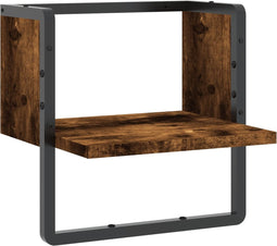 vidaXL - Wandschap - met - stang - 30x25x30 - cm - gerookt - eikenkleurig