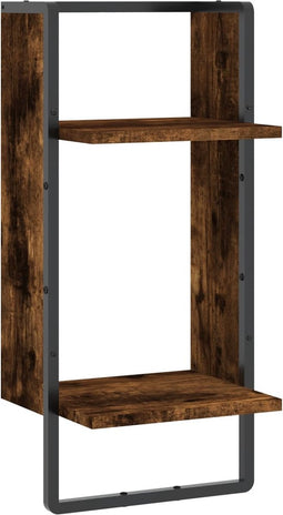 vidaXL - Wandschap - met - stang - 30x25x65 - cm - gerookt - eikenkleurig