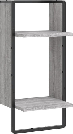 vidaXL - Wandschap - met - stang - 30x25x65 - cm - grijs - sonoma - eikenkleurig