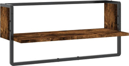 vidaXL - Wandschap - met - stang - 65x25x30 - cm - gerookt - eikenkleurig