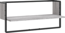 vidaXL - Wandschap - met - stang - 65x25x30 - cm - grijs - sonoma - eikenkleurig