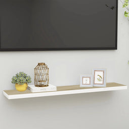 vidaXL - Wandschap - zwevend - 120x23,5x3,8 - cm - MDF - eikenkleurig - en - wit