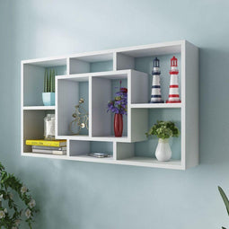 vidaXL - Wandschap - zwevend - 8 - vakken - wit