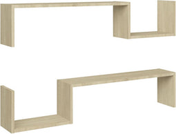 vidaXL - Wandschappen - 2 - st - 100x15x20 - cm - bewerkt - hout - sonoma - eikenkleurig
